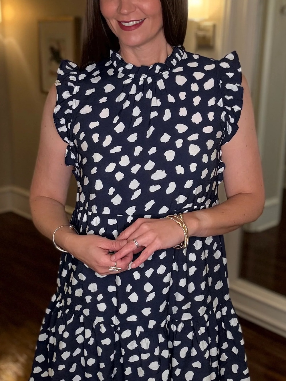 Navy and White Polka Dot Dress